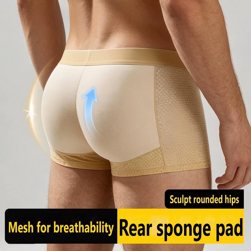 Trunk Breathable Men - Men Padded Boxer Underwear Sexy Butt