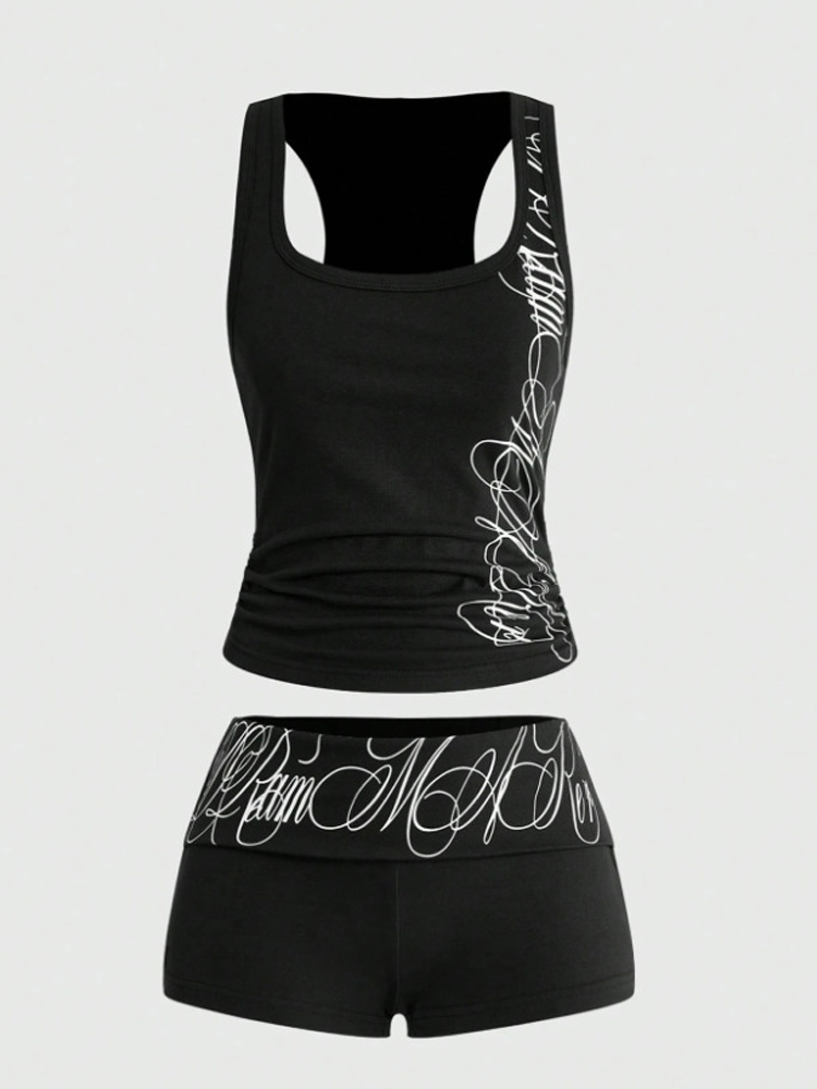 Suspender Tank Top - Summer Women's Y2K Street Sportswear Abstract