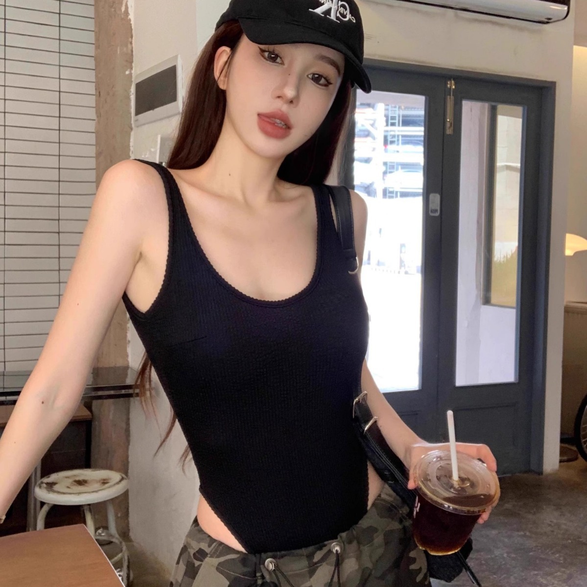 Black Strappy Bodysuit Sexy Ba - Suspender Tank Top recension och pris