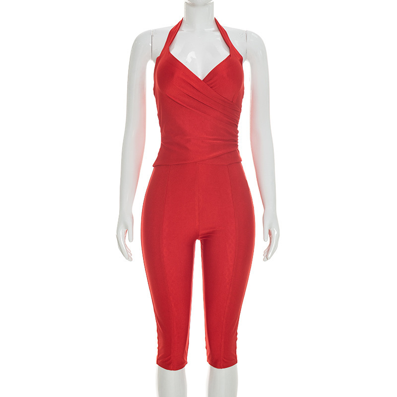 Slim 2 Piece Set Women Solid W - Suspender Tank Top recension och pris