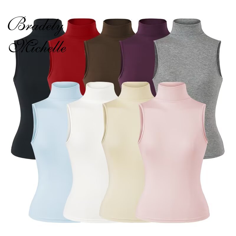 Women Sleeveless Turtleneck Ta - Tank Top Ribbed recension och pris