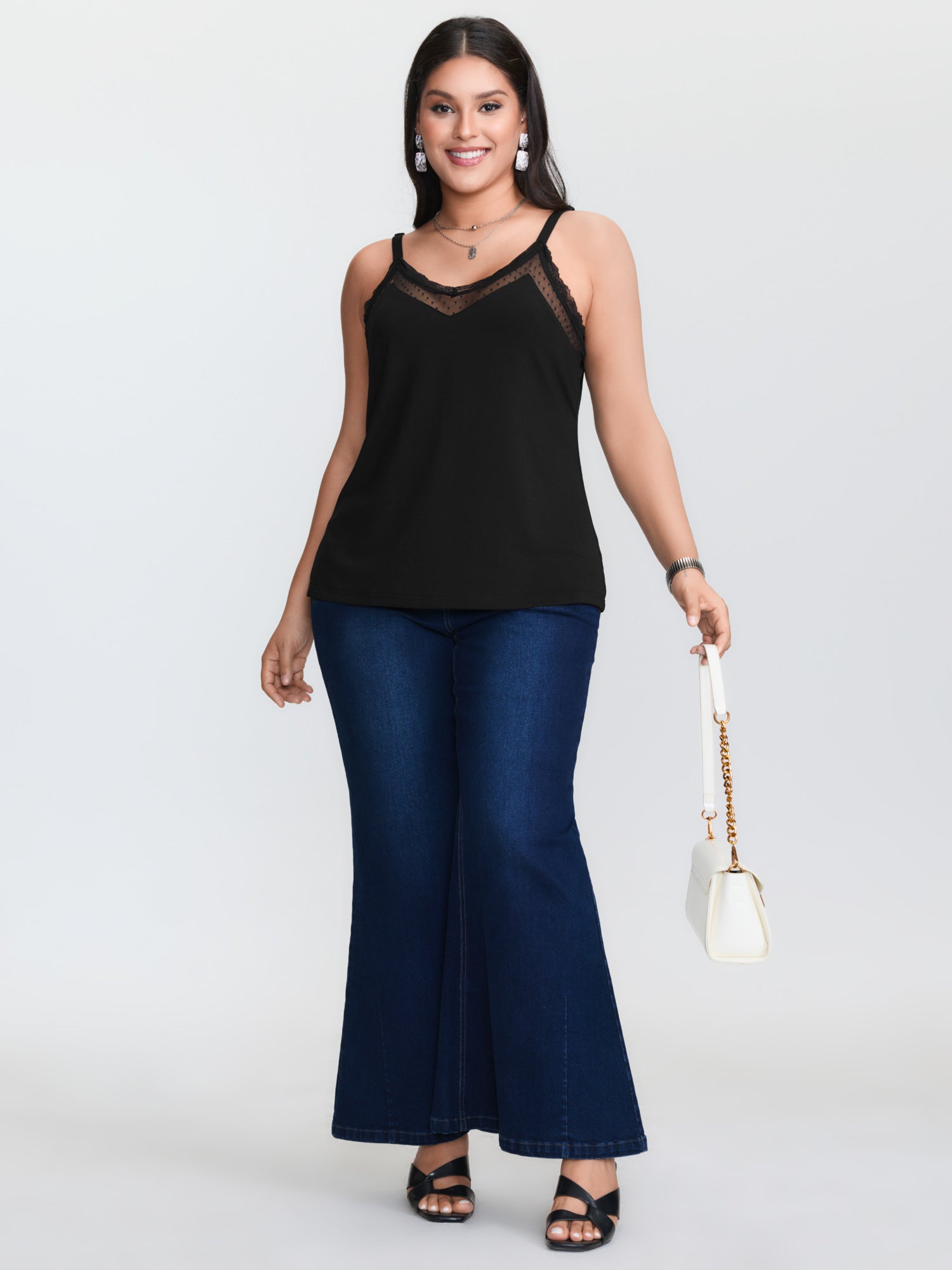 Plus‑size Black Knitted Camiso - Suspender Tank Top recension och pris