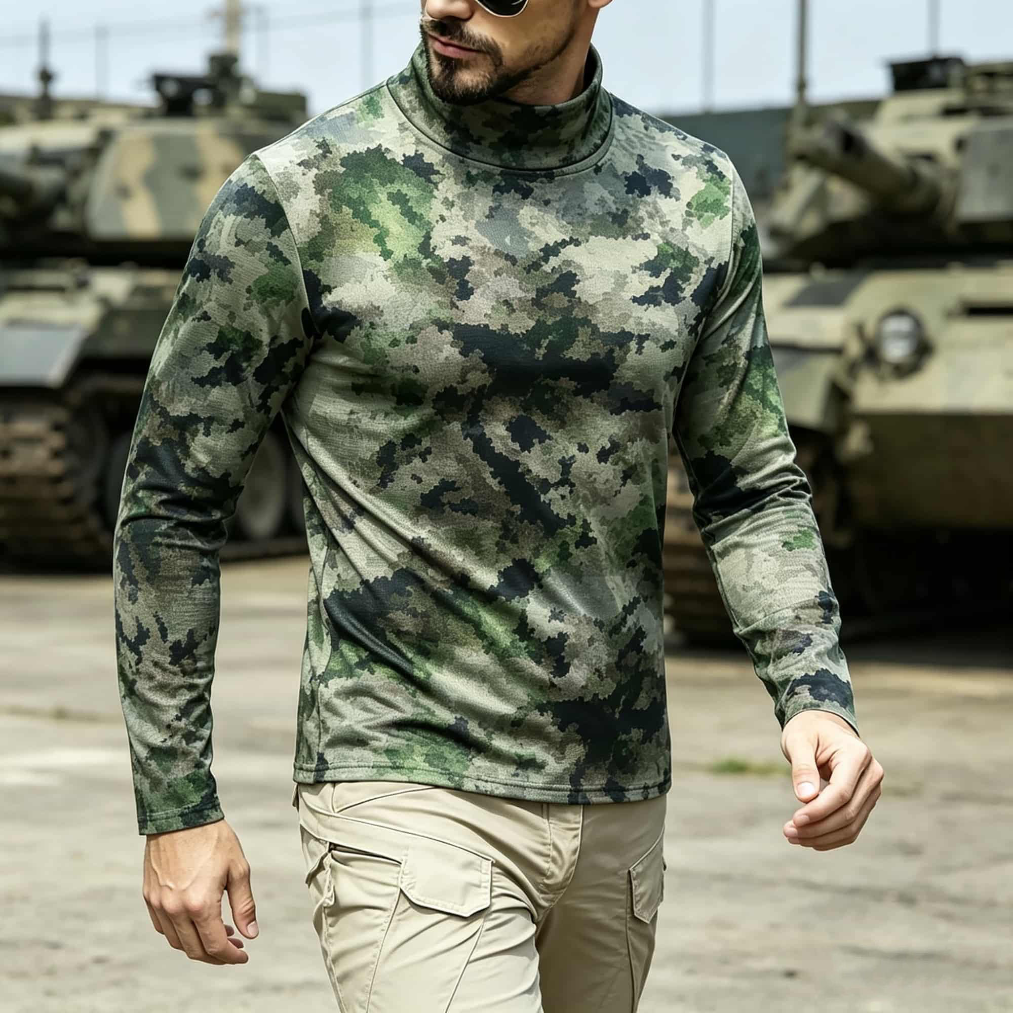 Men Tactical Camouflage Print  - Base Layer Top recension och pris