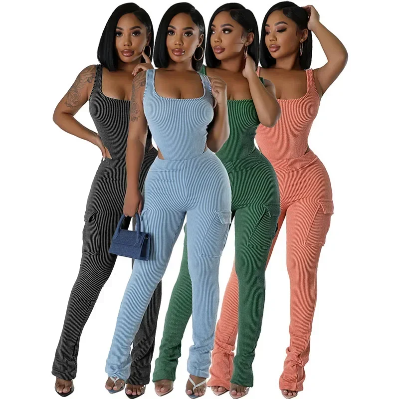 Knitted Ribbed Two Piece Set f - Tank Top Ribbed recension och pris